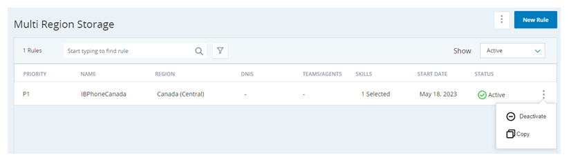 Image of deactivating a multi-region storage rule
