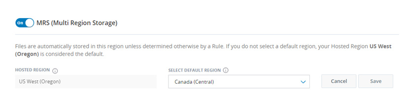 Image of the Multi-Region Storage enablement toggle